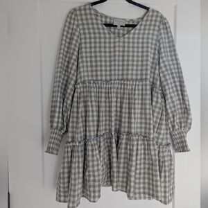 Gray Checkered Womens Dress